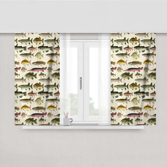 Vintage Freshwater Gamefish Copy Peach Skin Window Curtains