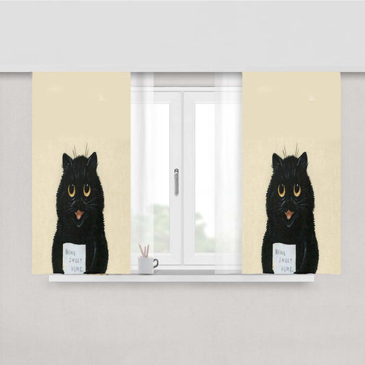 Vintage Louis Wain Black Cat Peach Skin Window Curtains