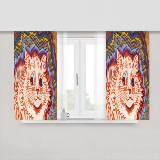 Vintage Louis Wain Cat Peach Skin Window Curtains