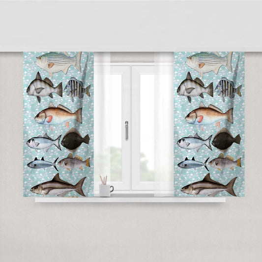 Vintage Saltwater Gamefish Peach Skin Window Curtains