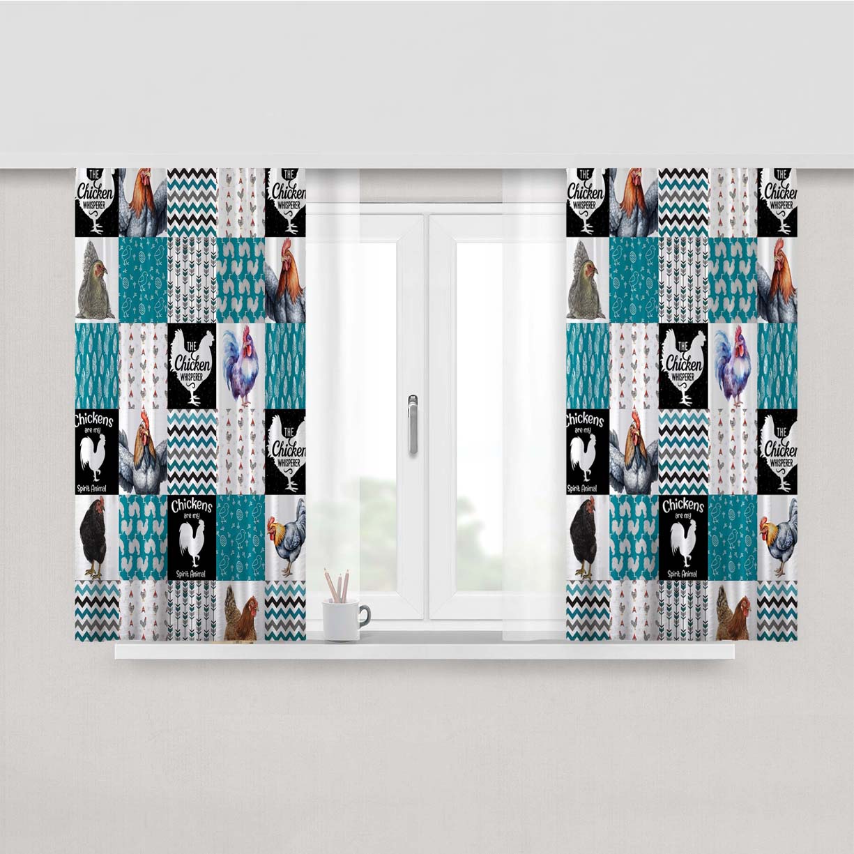 Vintage Style Chicken Shower Curtain Peach Skin Window Curtains