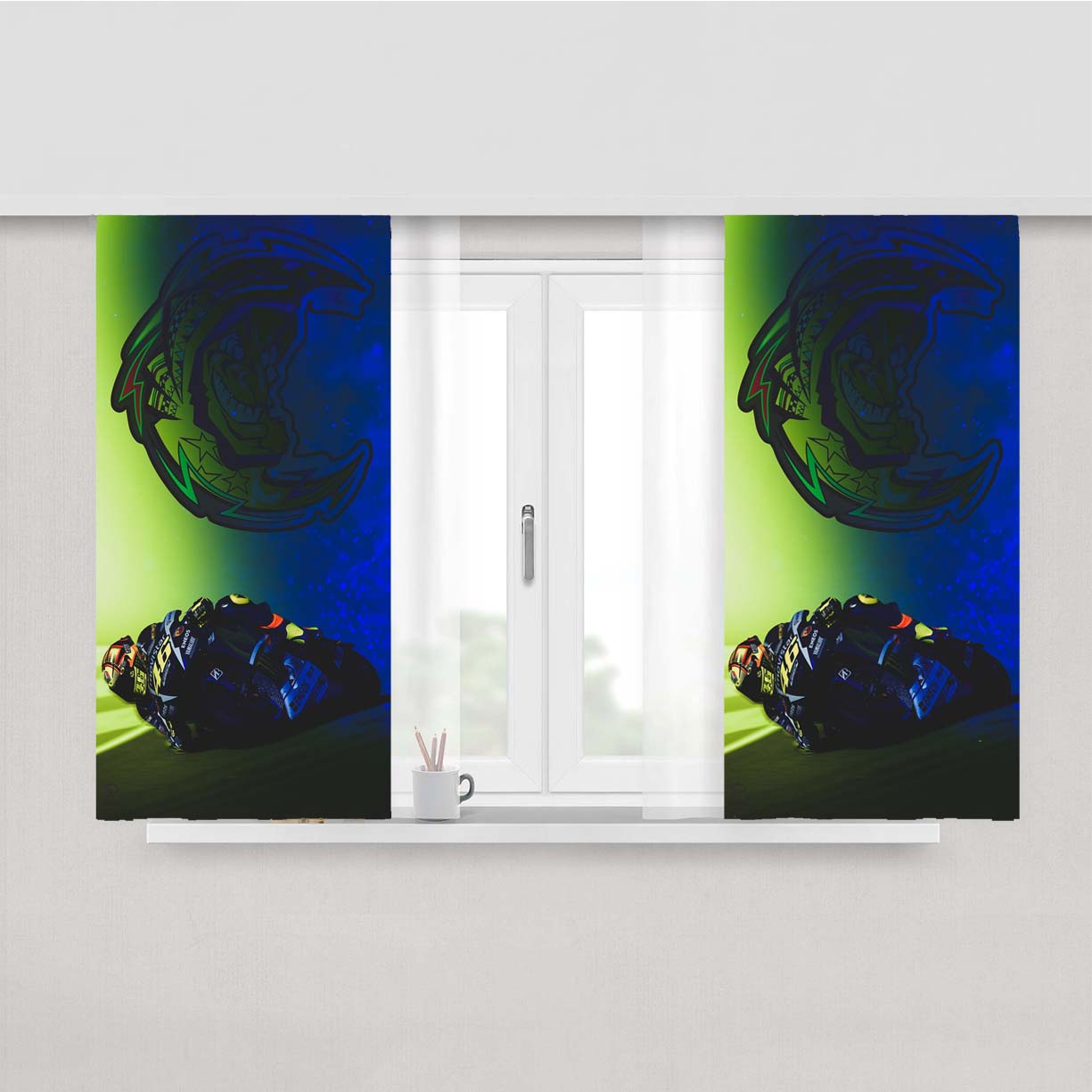 Vr 46 Moon The Doctor Logo Peach Skin Window Curtains