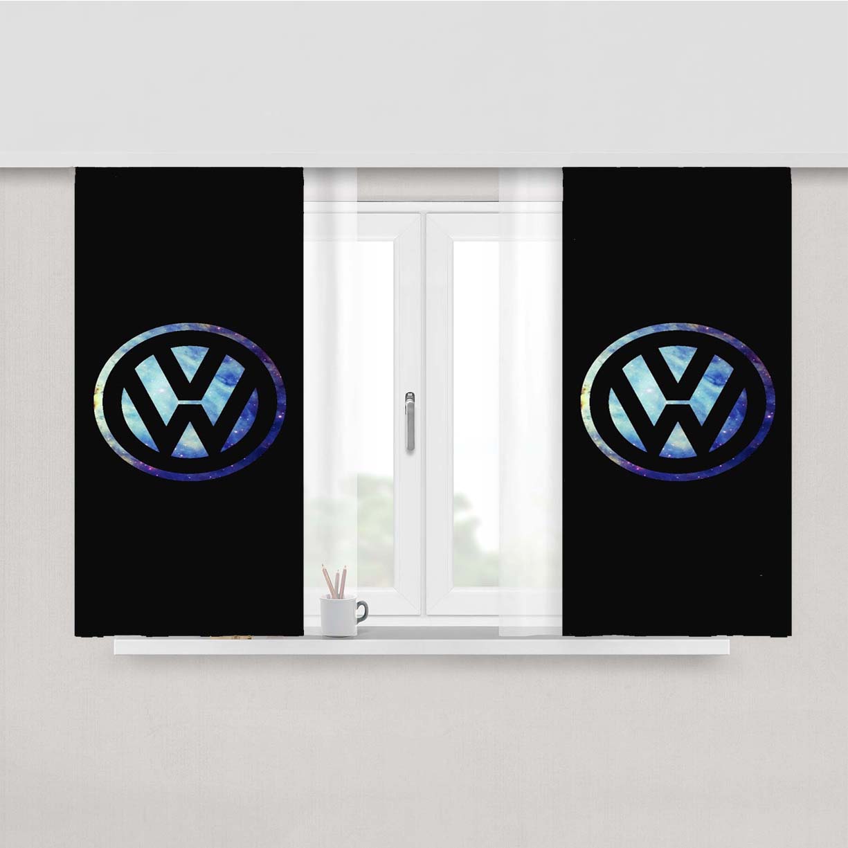 Vw Logo 2 Peach Skin Window Curtains