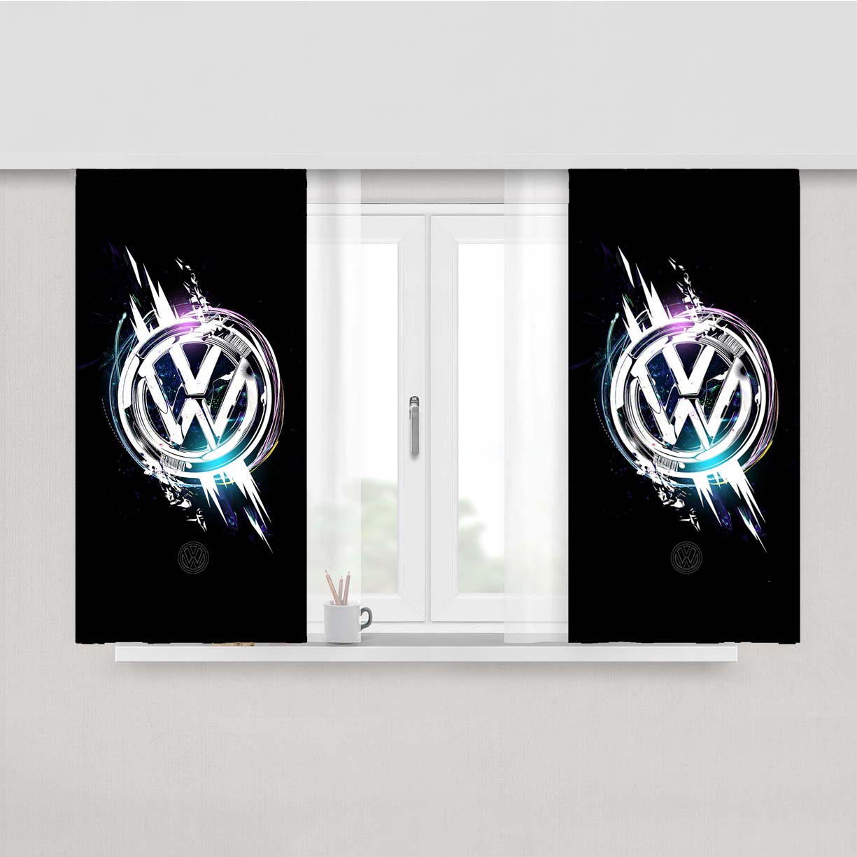 Vw Logo Wallpaper Peach Skin Window Curtains