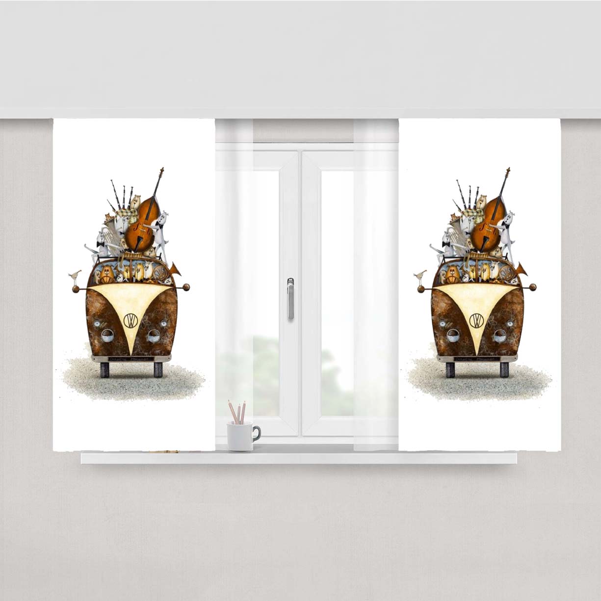 Vw Musical Peach Skin Window Curtains
