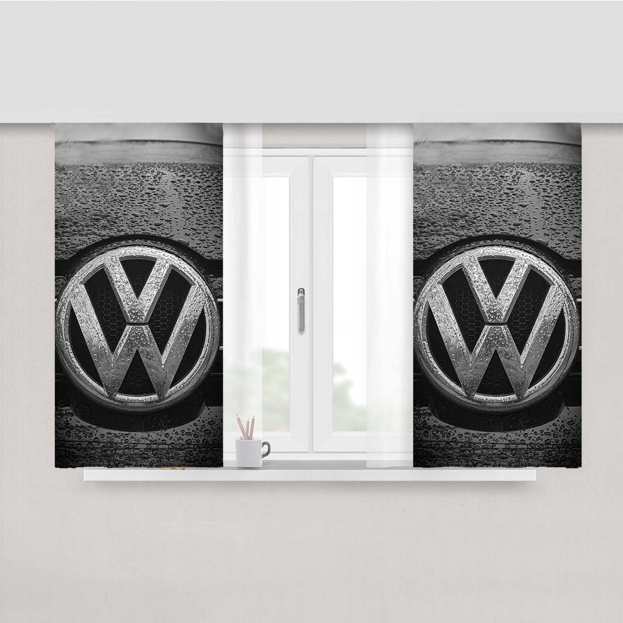 Vw Volkswagen Wet Logo Peach Skin Window Curtains