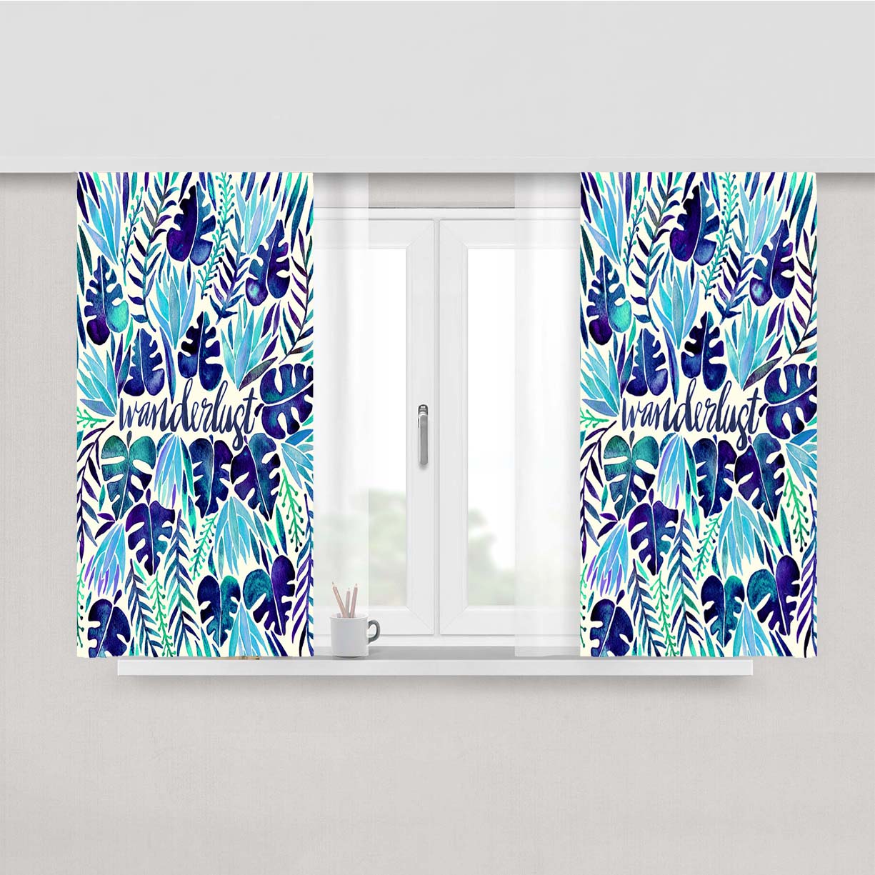 Wanderlust Leave Pattern Peach Skin Window Curtains