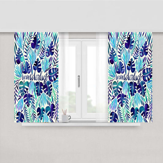 Wanderlust Leave Pattern Peach Skin Window Curtains