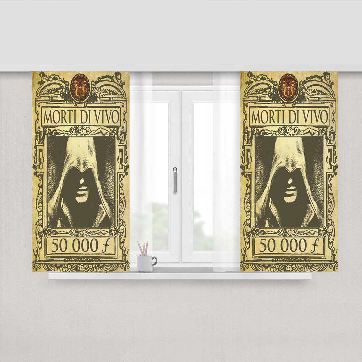 Wanted Ezio Auditore Peach Skin Window Curtains