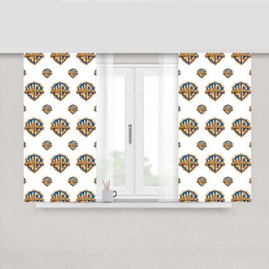 Warner Bros Logo Pattern Peach Skin Window Curtains