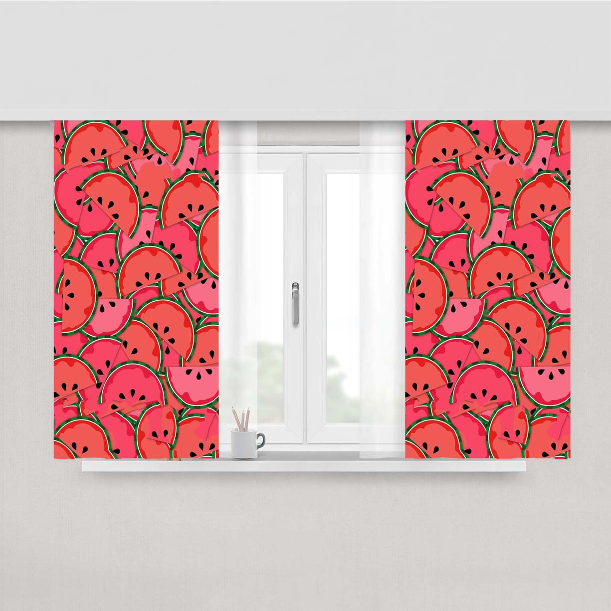 Watermelon Pattern Peach Skin Window Curtains