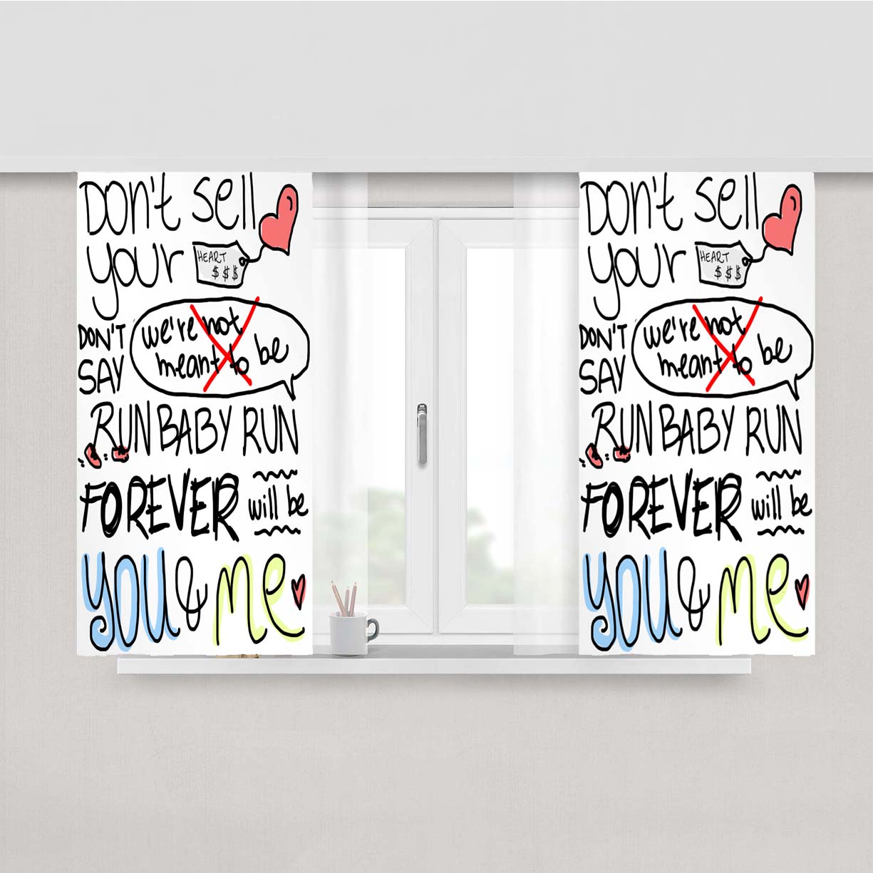 We The Kings Check Yes Juliet Lyric Cover Peach Skin Window Curtains