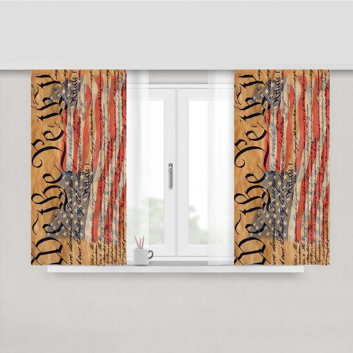 We The People Quote Peach Skin Window Curtains