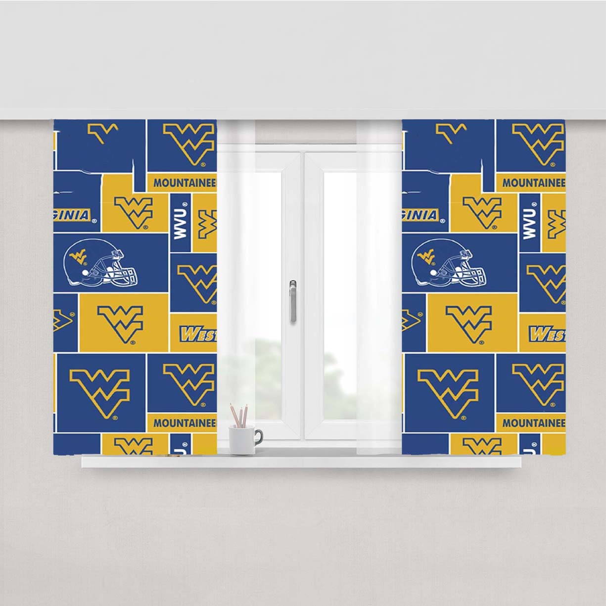 West Virginia Wvu Mountaineers Peach Skin Window Curtains