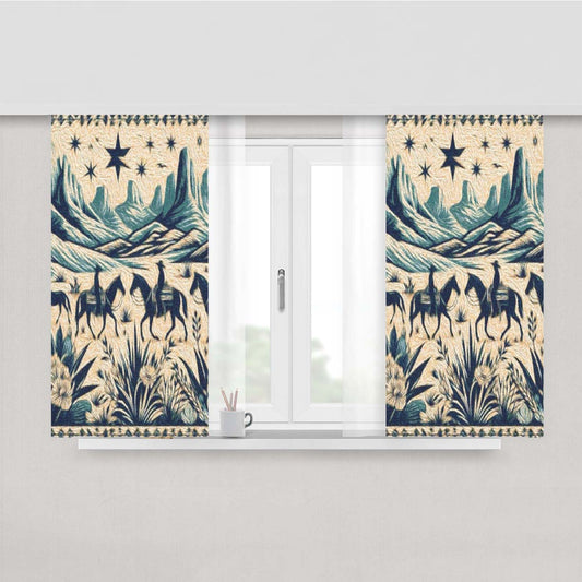 Western Desert Stars Peach Skin Window Curtains