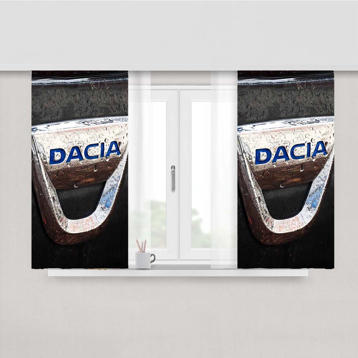 Wet Dacia Symbol Peach Skin Window Curtains