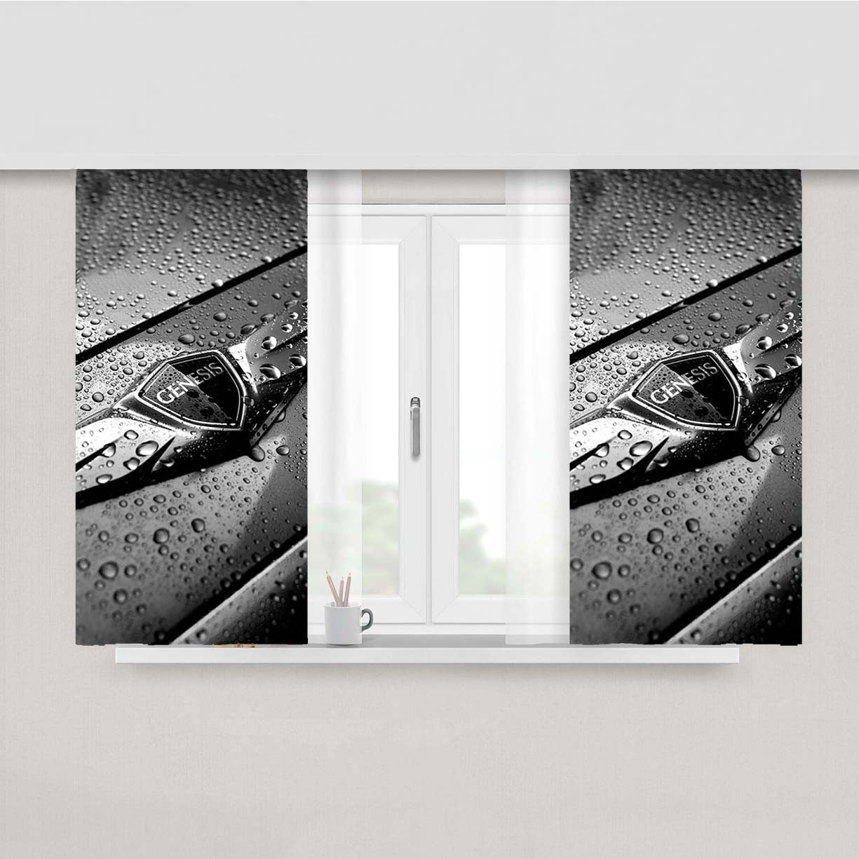 Wet Genesis Symbol Peach Skin Window Curtains