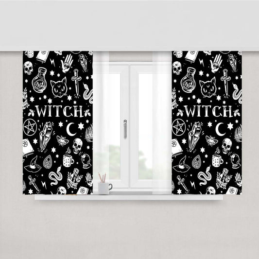 Wicth Pattern 2 Peach Skin Window Curtains