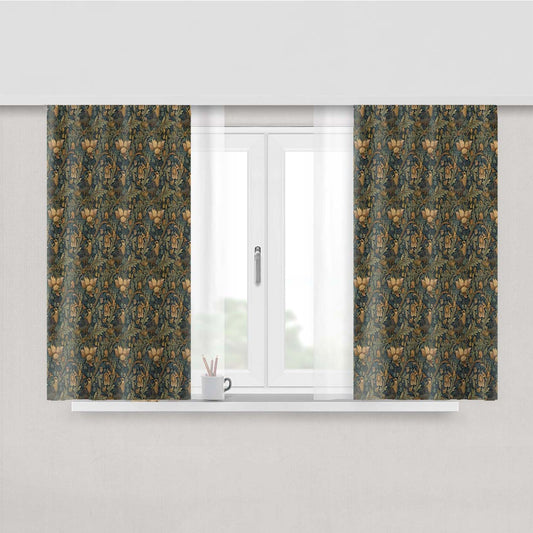 William Morris Inspired Peach Skin Window Curtains