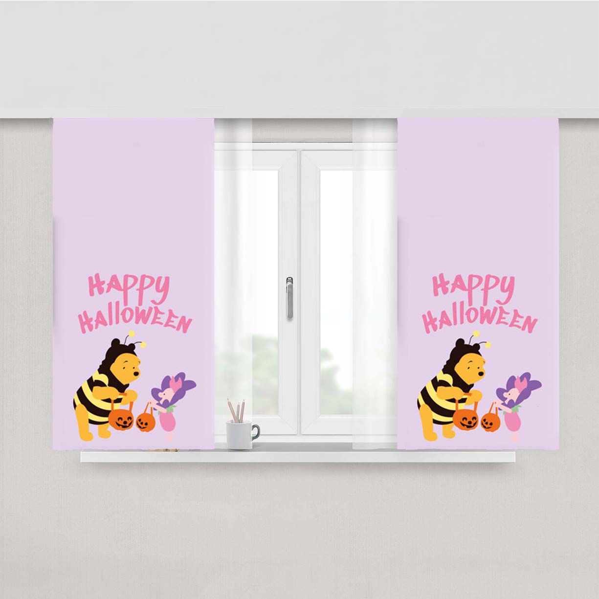 Winnie Halloween Peach Skin Window Curtains