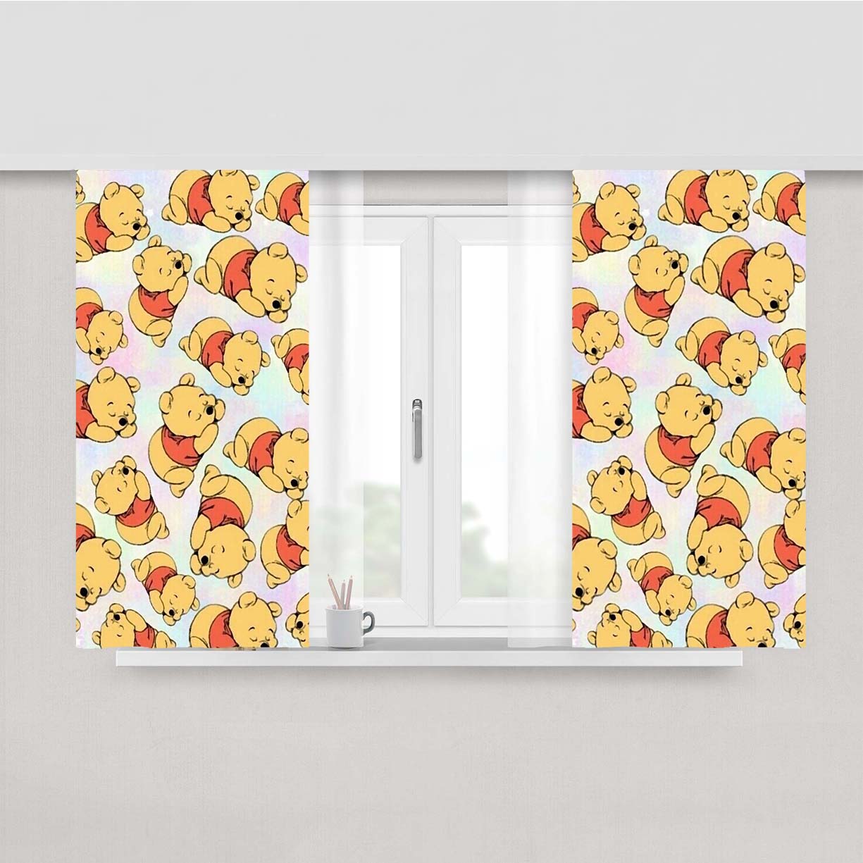 Winnie The Pooh Pattern Peach Skin Window Curtains