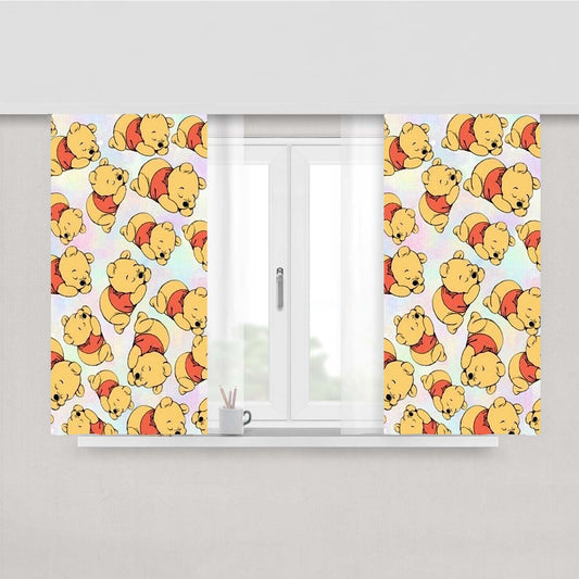 Winnie The Pooh Pattern Peach Skin Window Curtains