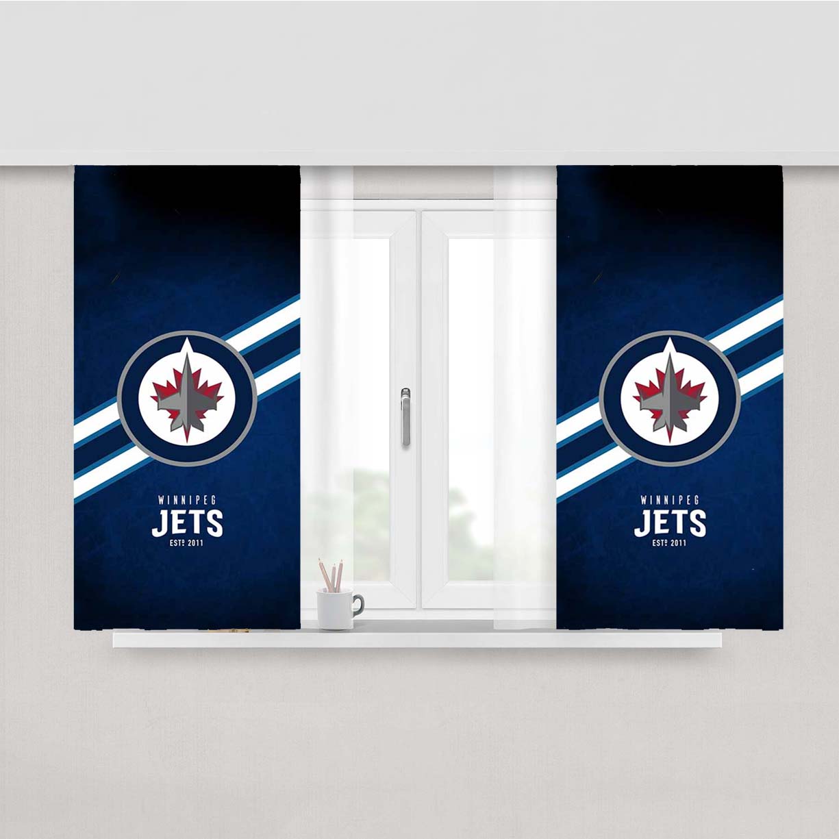 Winnipeg Jets Logo Peach Skin Window Curtains