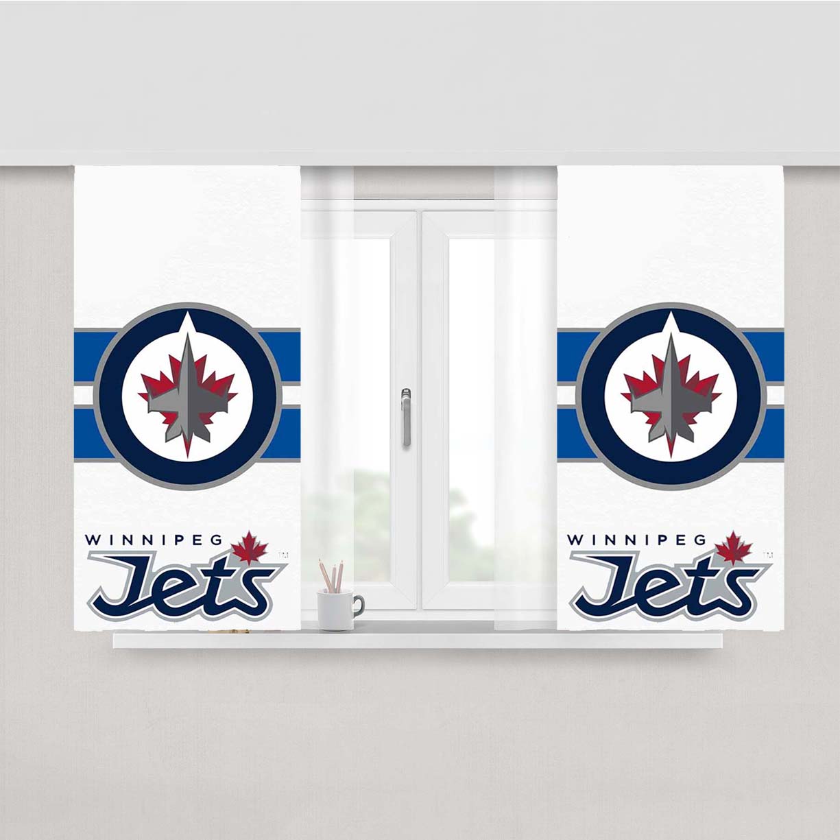 Winnipeg Jets Logo 2 Peach Skin Window Curtains