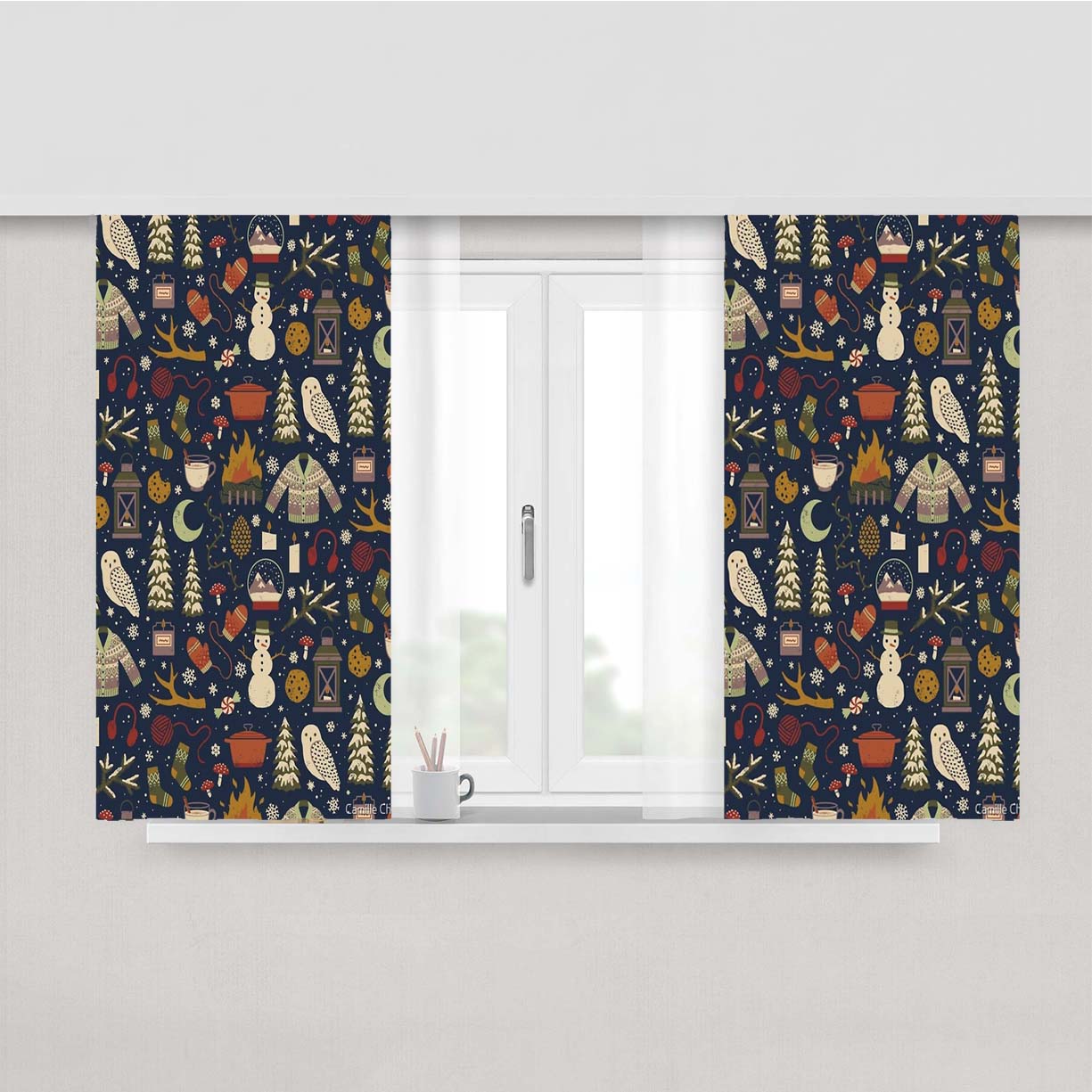 Winter Nights Peach Skin Window Curtains