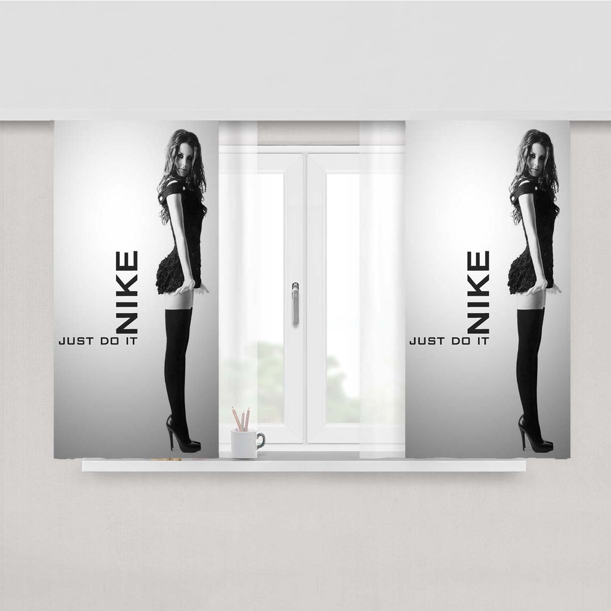 Women Nike Just Do It Peach Skin Window Curtains