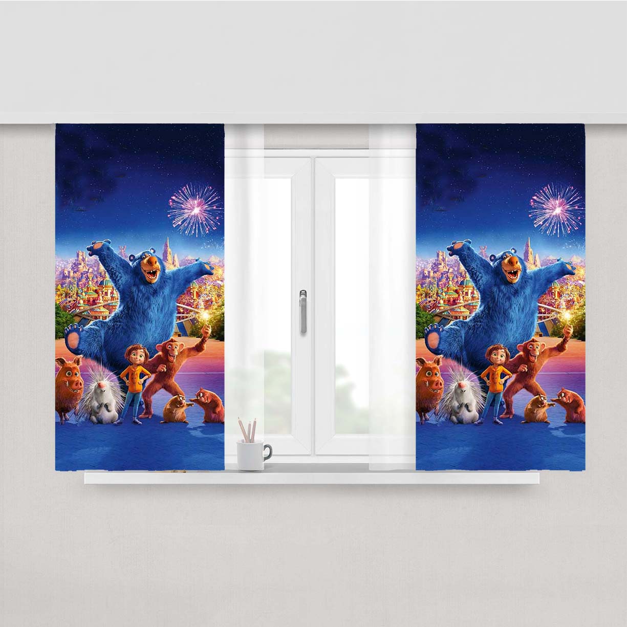 Wonder Park Characters Peach Skin Window Curtains