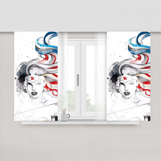 Wonder Woman Sketch Peach Skin Window Curtains