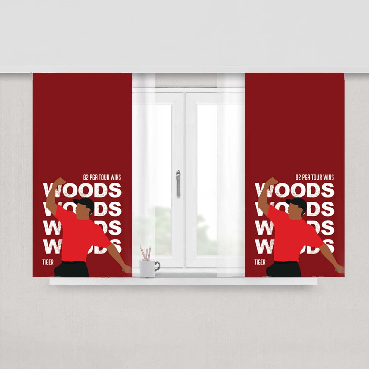 Woods Dark Red Peach Skin Window Curtains