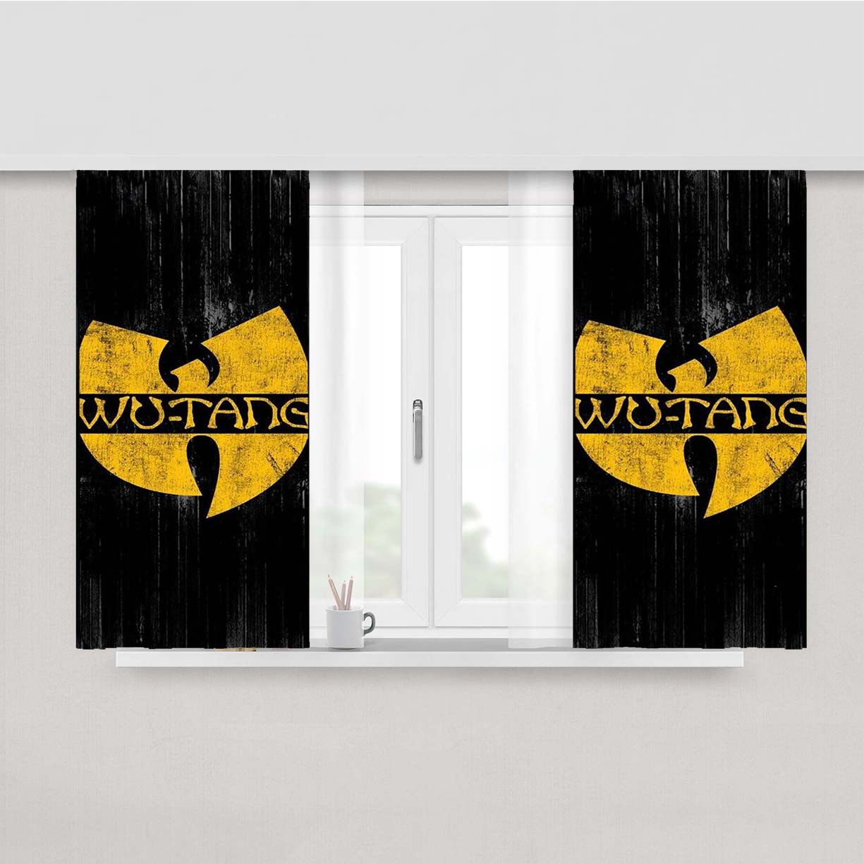 Wutang Clan Grunge Logo Peach Skin Window Curtains