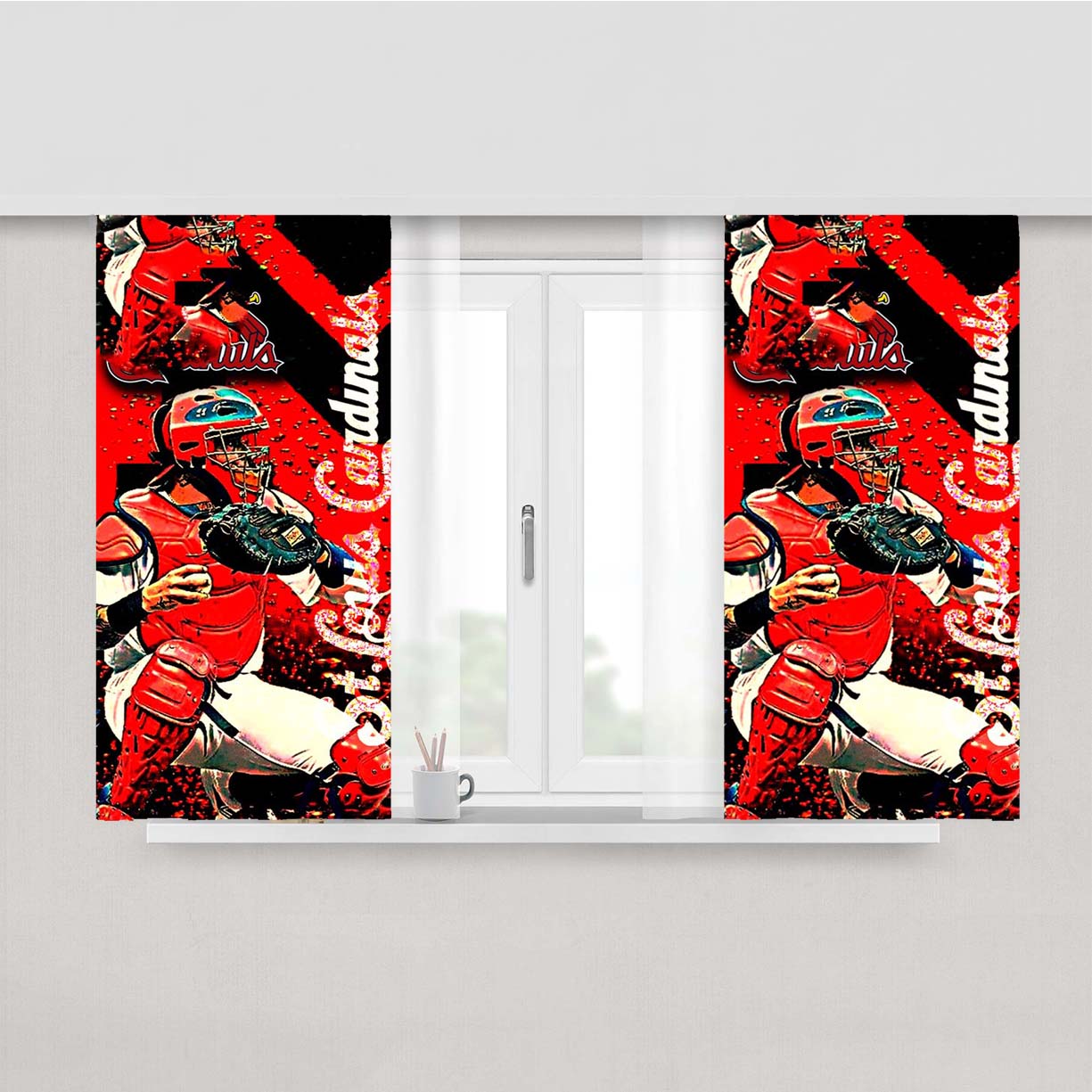 Yadier Molina Louis Cardinals Peach Skin Window Curtains