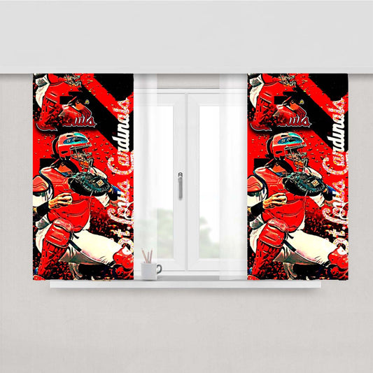 Yadier Molina Louis Cardinals Peach Skin Window Curtains