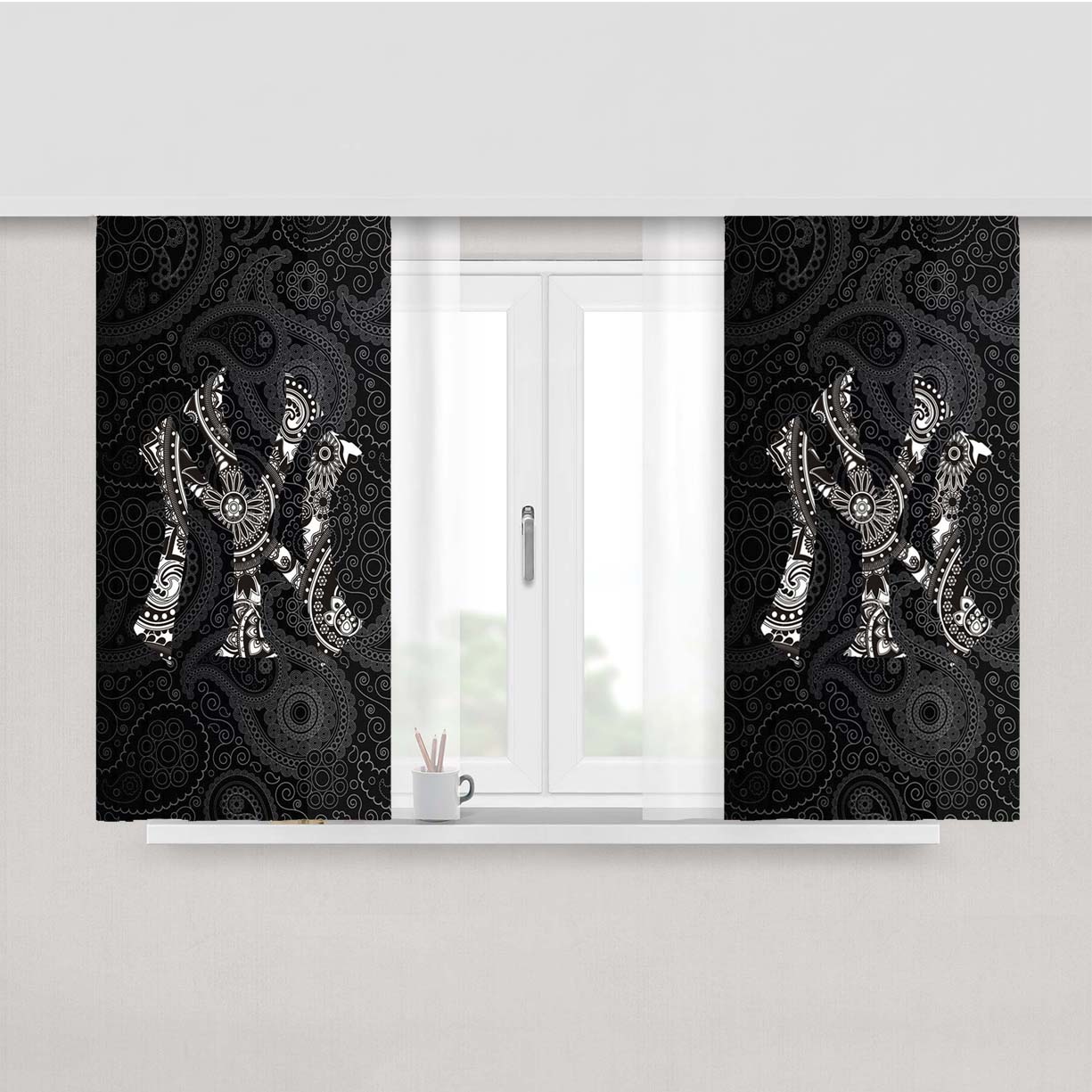 Yankees Newyork Bandana Pattern Protector Peach Skin Window Curtains