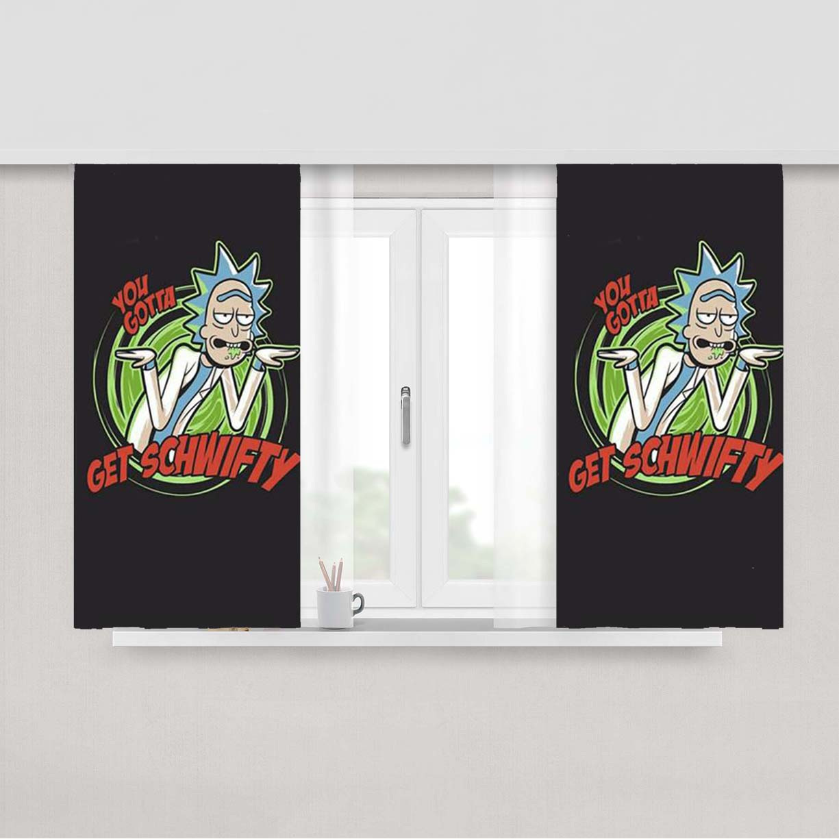 You Gotta Get Schwifty Rick Peach Skin Window Curtains