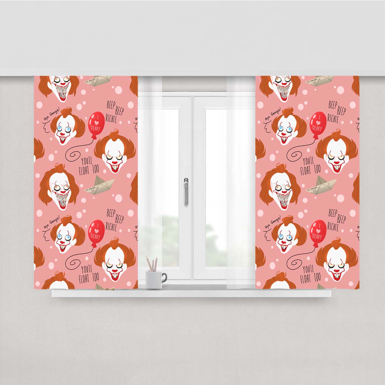 Youll Floar Too Pennywise Pattern Peach Skin Window Curtains