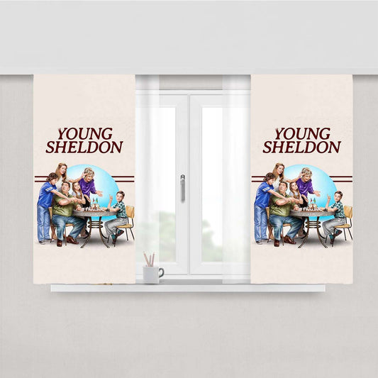 Young Sheldon Characters Peach Skin Window Curtains