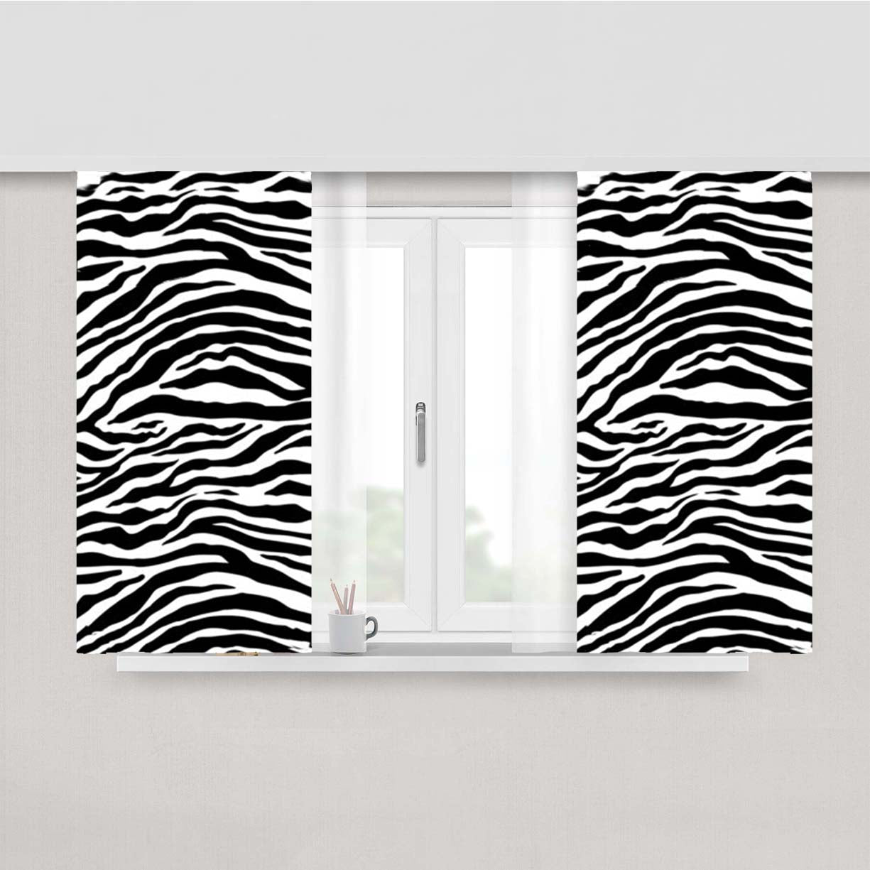 Zebra Skin Pattern Peach Skin Window Curtains