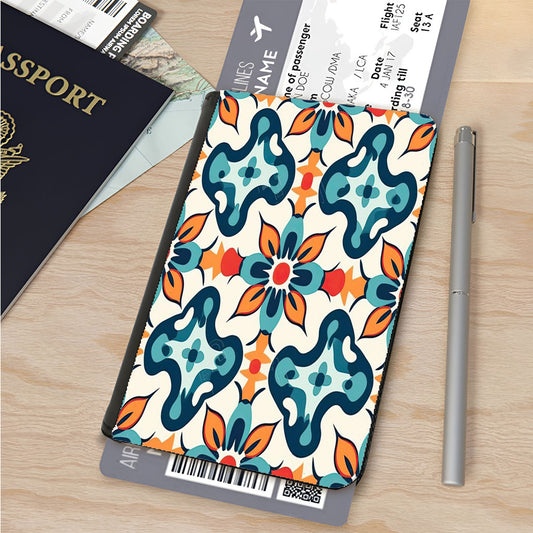 A Pattern With A Flower And Leaves. Passport Cover