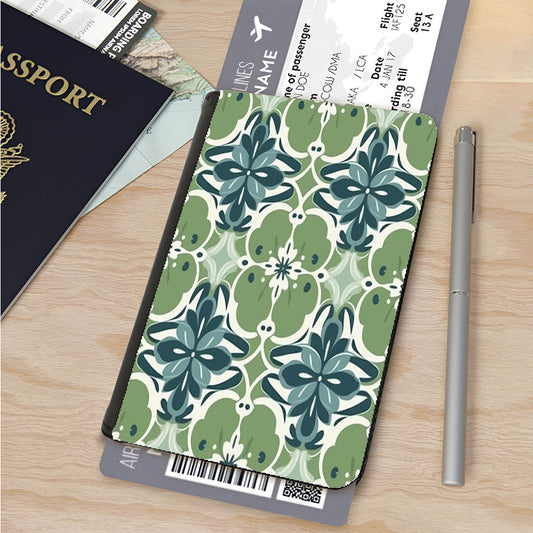 A Seamless Pattern With Blue Flowers And Green Leaves Passport Cover