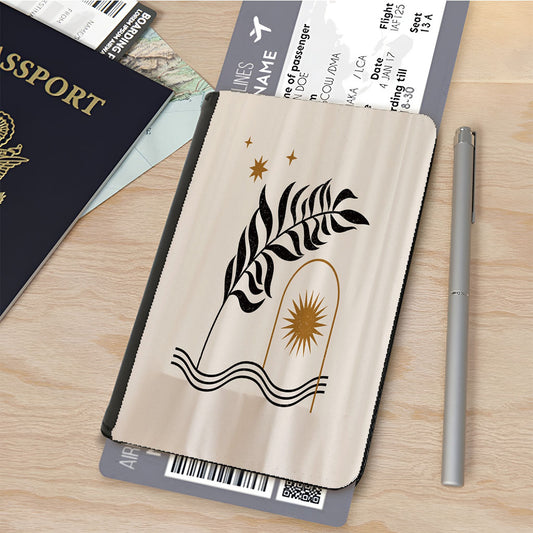 Aesthetic Leaves With Sun Passport Cover