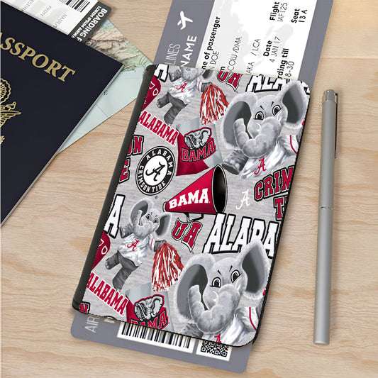 Alabama Crimson Tide Pattern Elephant Passport Cover