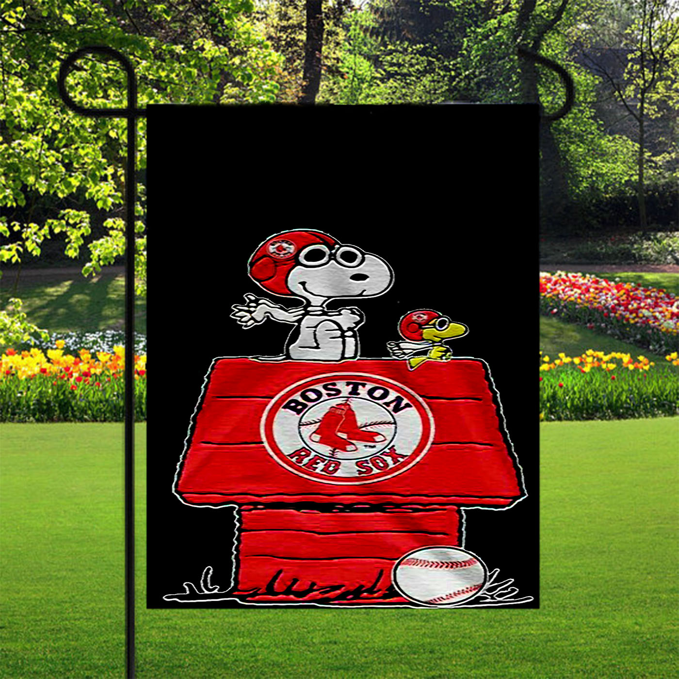 Boston Red Sox Snoopy Garden Flags Yard Outdoor Lawn 12 X 18