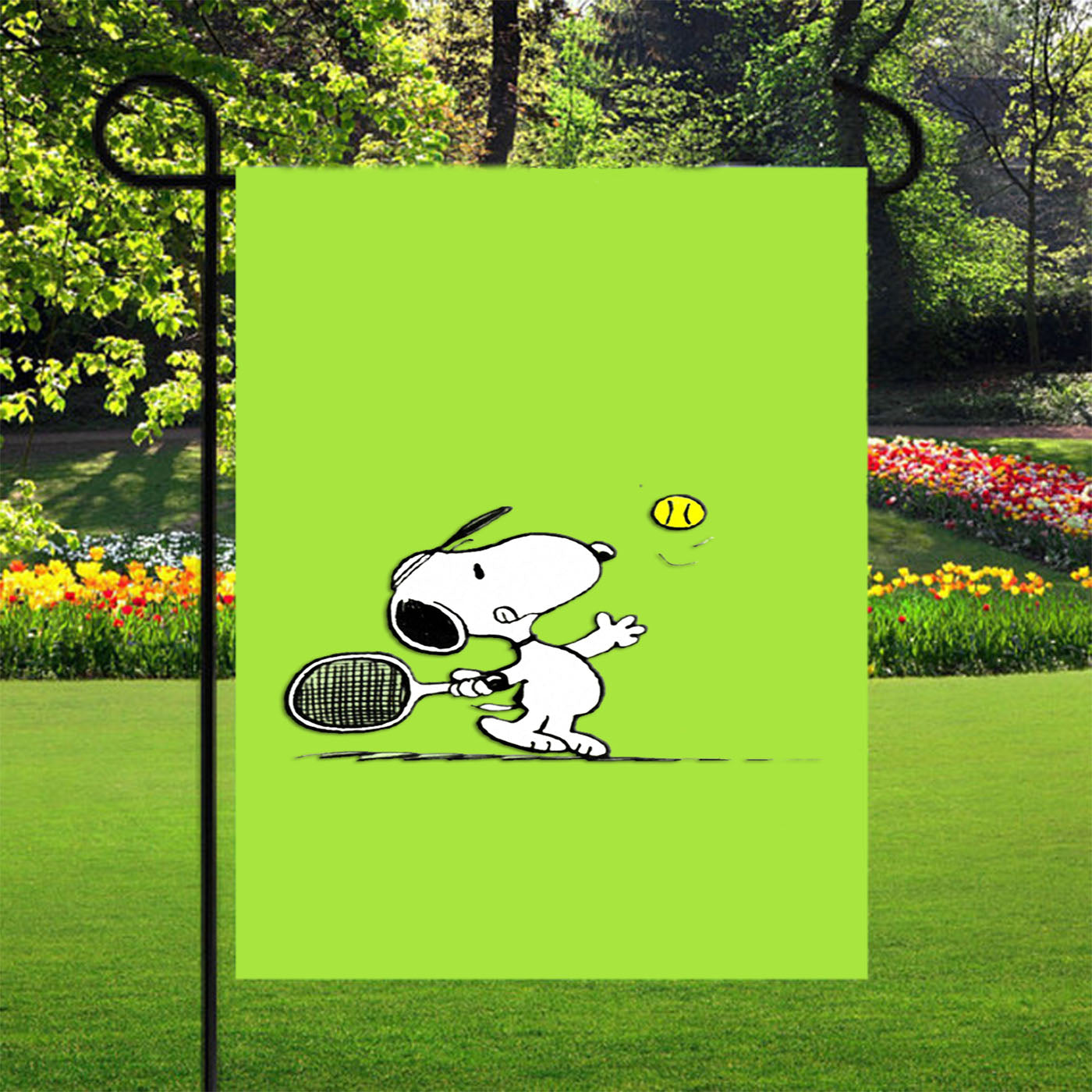 Funny Snoopy Play Tennis Garden Flags Yard Outdoor Lawn 12 X 18