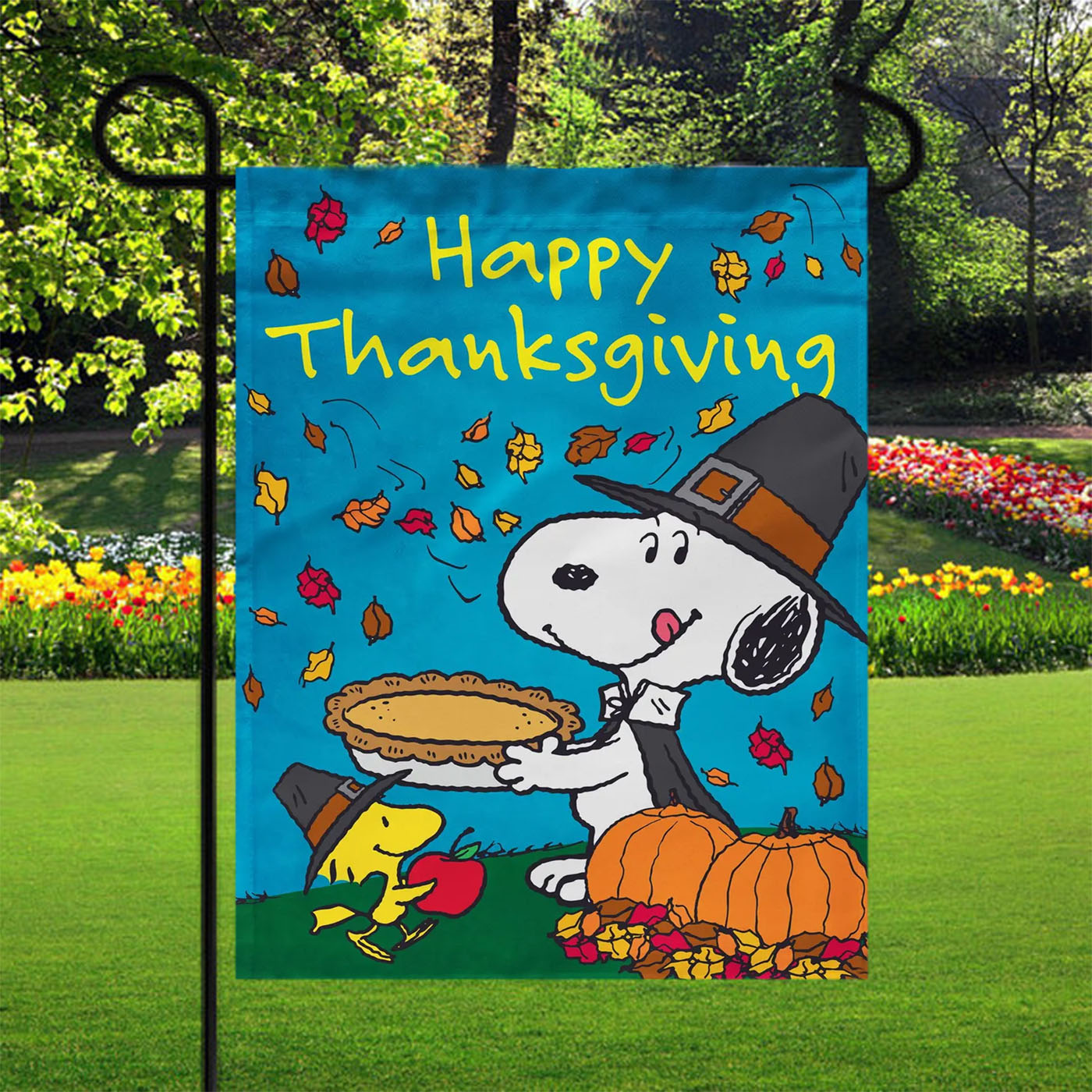 Happy Thanksgiving Snoopy Garden Flags Yard Outdoor Lawn 12 X 18