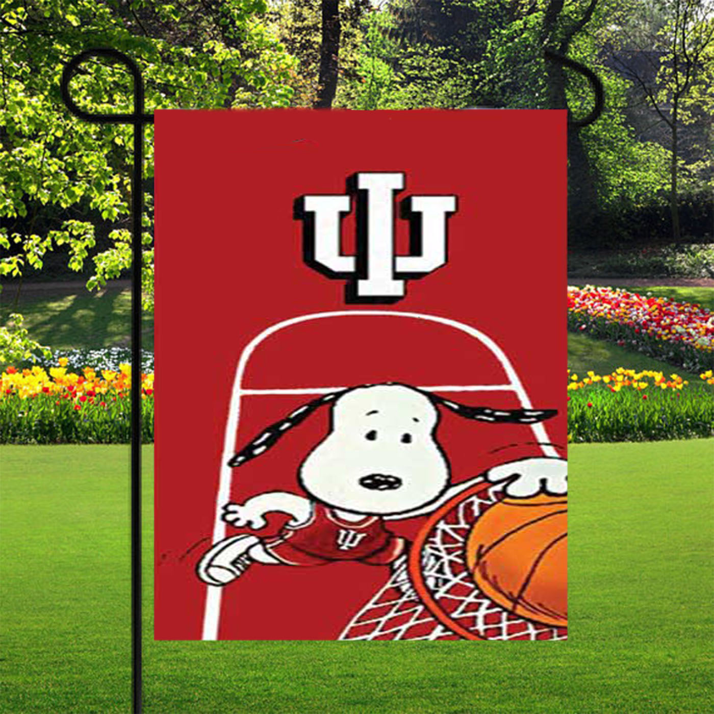 Indy Hoosiers Snoopy Dunk Garden Flags Yard Outdoor Lawn 12 X 18