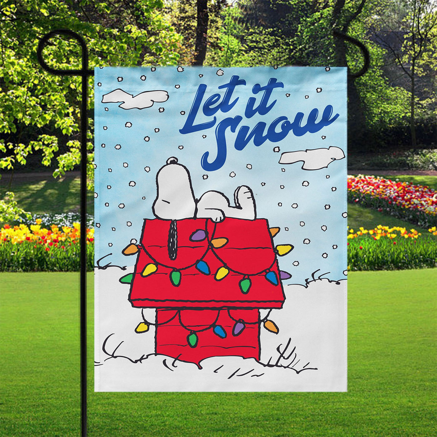 Let It Snow Snoopy Christmas Garden Flags Yard Outdoor Lawn 12 X 18